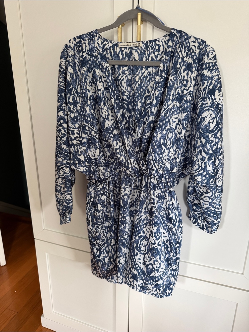 Abercrombie & Fitch Navy and White Printed V-Neck Tunic